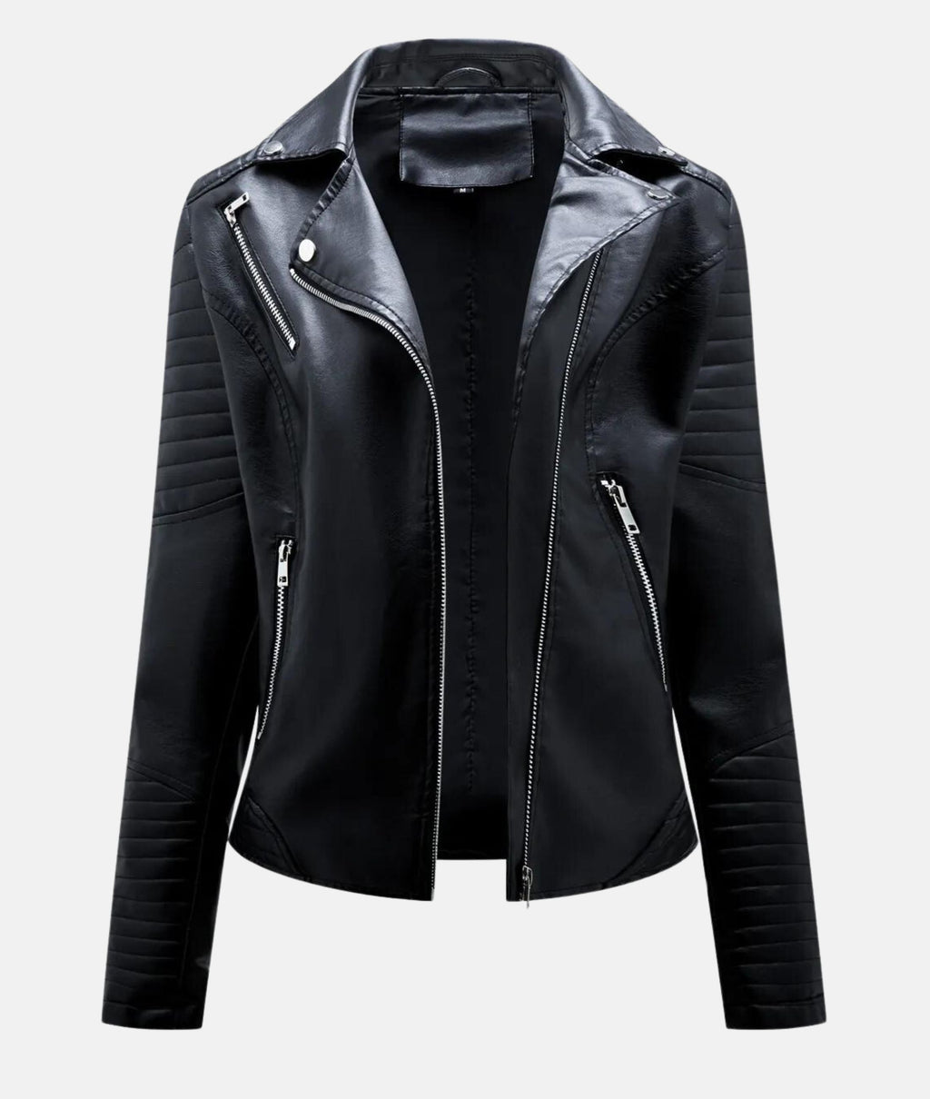 Biker-Lederjacke ohne Kapuze