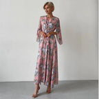 Norian - Florales Midi-Kleid mit V-Ausschnitt