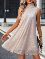 Damenkleid mit Pailletten und hohem Ausschnitt - Lareine