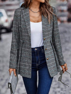 Gilda - Blazer mit geknöpftem Reverskragen aus Plaid