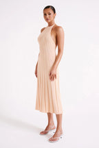 Midikleid aus gewebtem Plissee mit Neckholder - Dalila