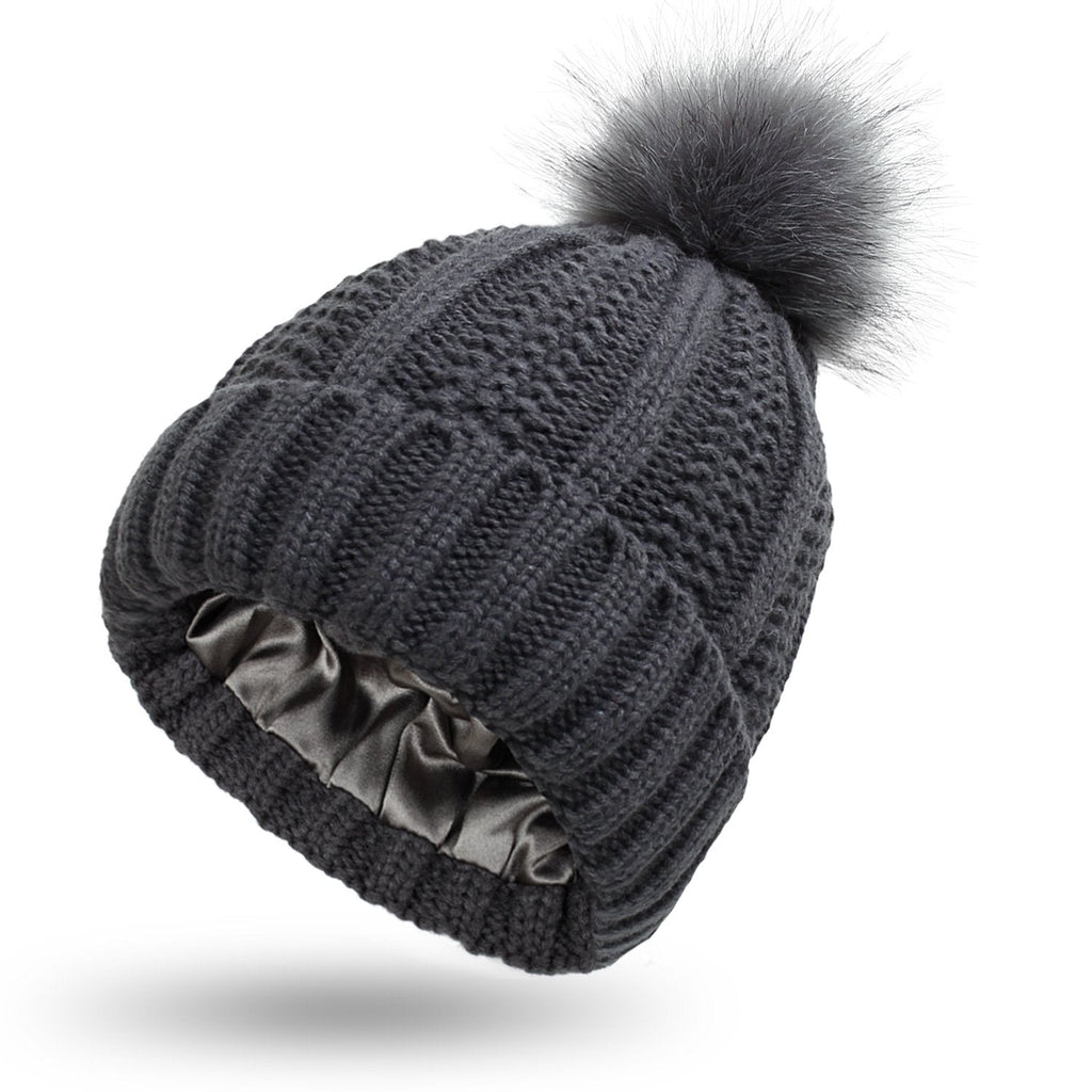 Damenstrickmütze mit Bommel - Daitonna