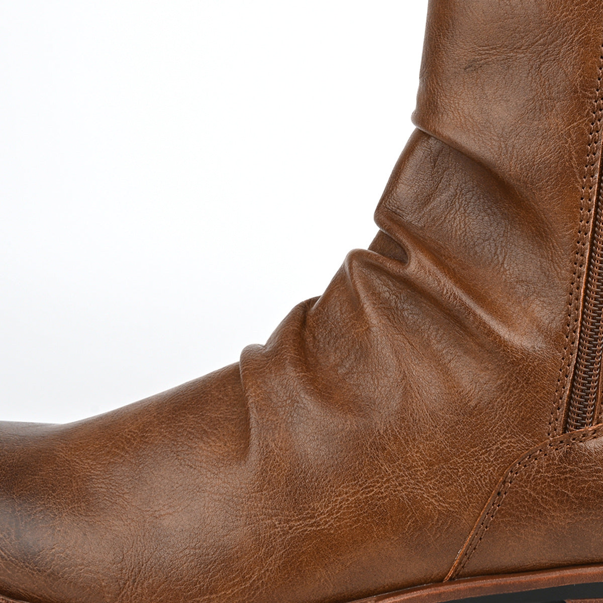 Herren Lederstiefel mit seitlichem Reißverschluss und niedriger Sohle - Halvor