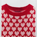 Kurzärmeliger bedruckter Strickpullover für Damen - Yrsa