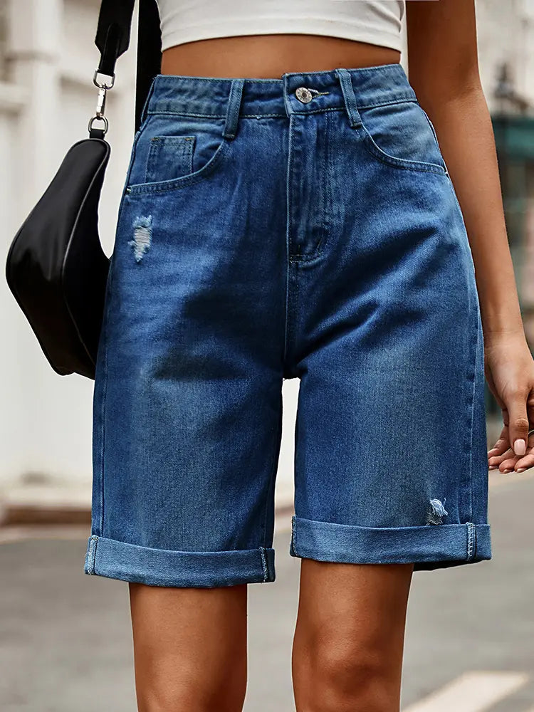 Ausgefranste Bermuda-Shorts mit Saum - Charlotte