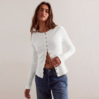 Strickjacke mit Knöpfen in Rippenoptik für Damen - Seliane