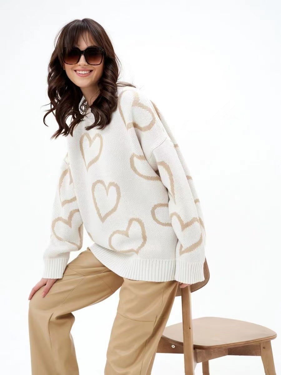 Damen Strickpullover Herz gefüttert - Nyvora