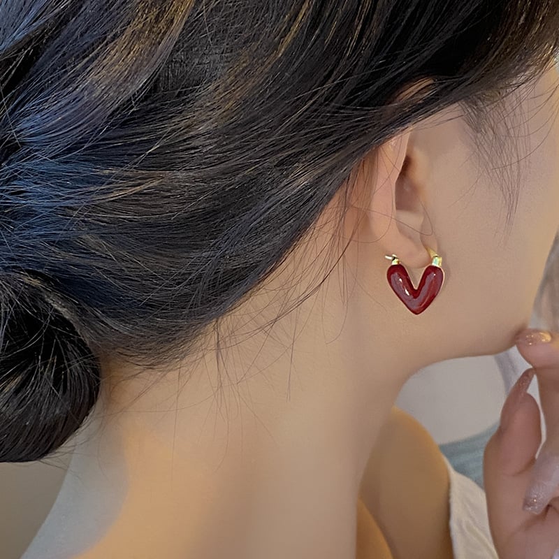 Damenschmuck emaillierte Herz-Ohrringe