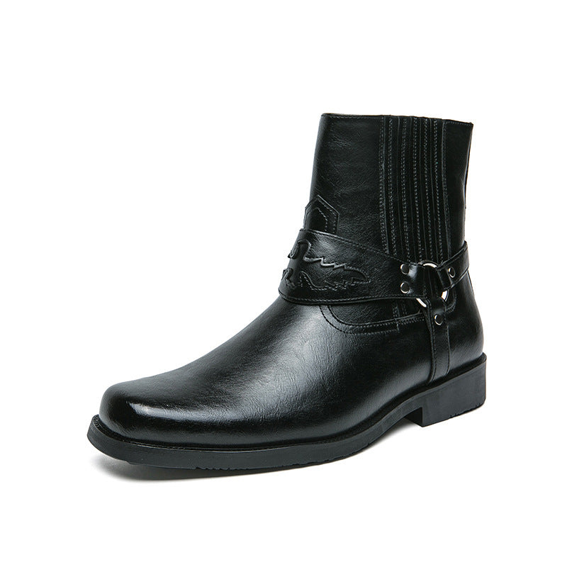 Herren Freizeitstiefel mit seitlichem Reißverschluss und Zierriemen - Patrick