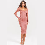 Gala - Schickes langes rosa Spitzenkleid