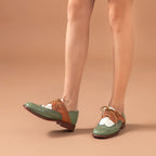 Zweifarbige Damen Oxford Schuhe mit niedrigem Absatz - Milany