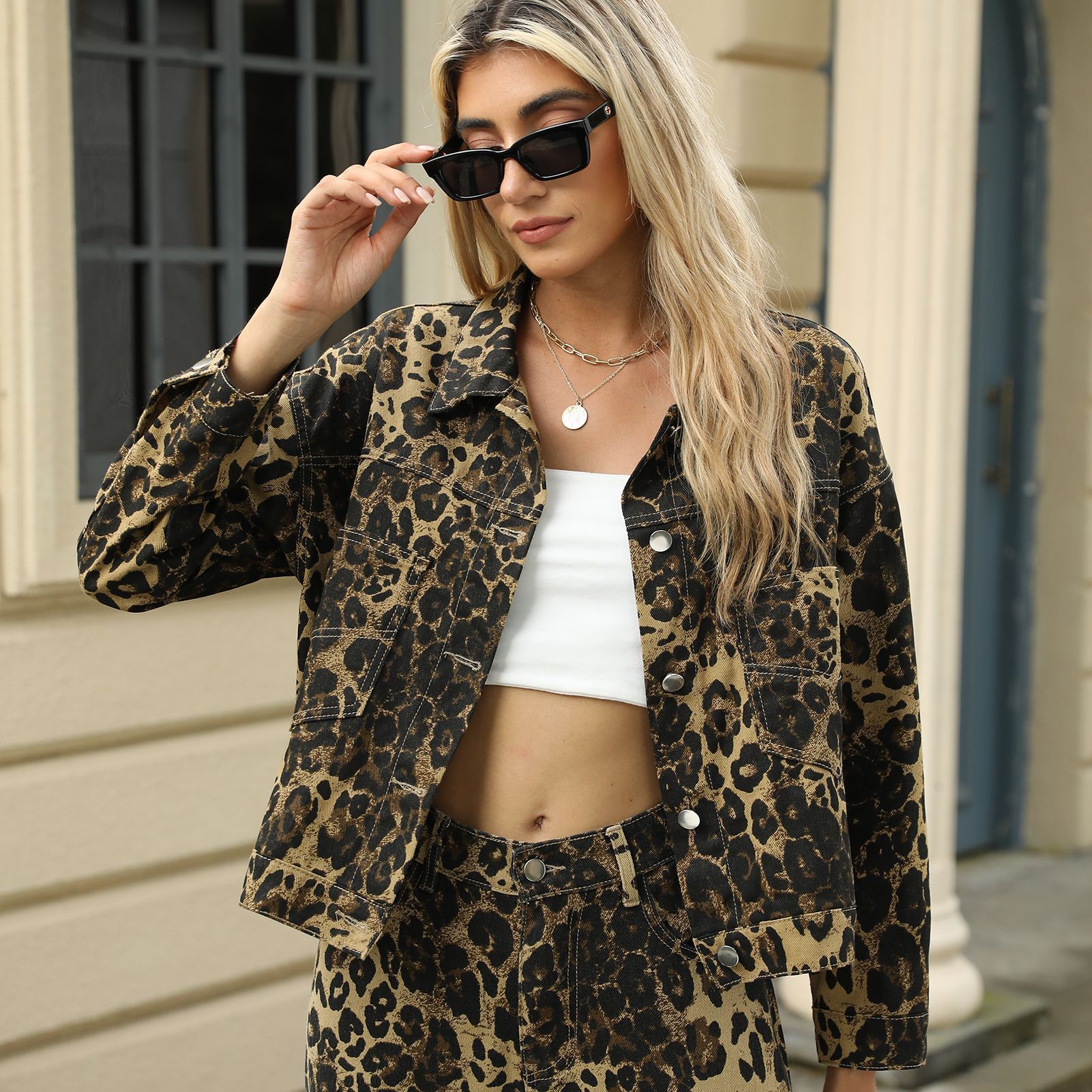 Denim-Set mit Leopardenmuster - Sylvie