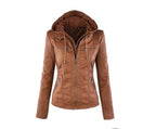 Lederjacke mit Kapuze