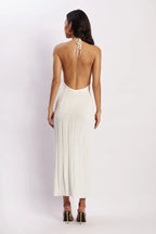 Midikleid aus gewebtem Plissee mit Neckholder - Dalila