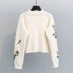 Damenstrickpullover mit Blumenstickerei - Adrienne