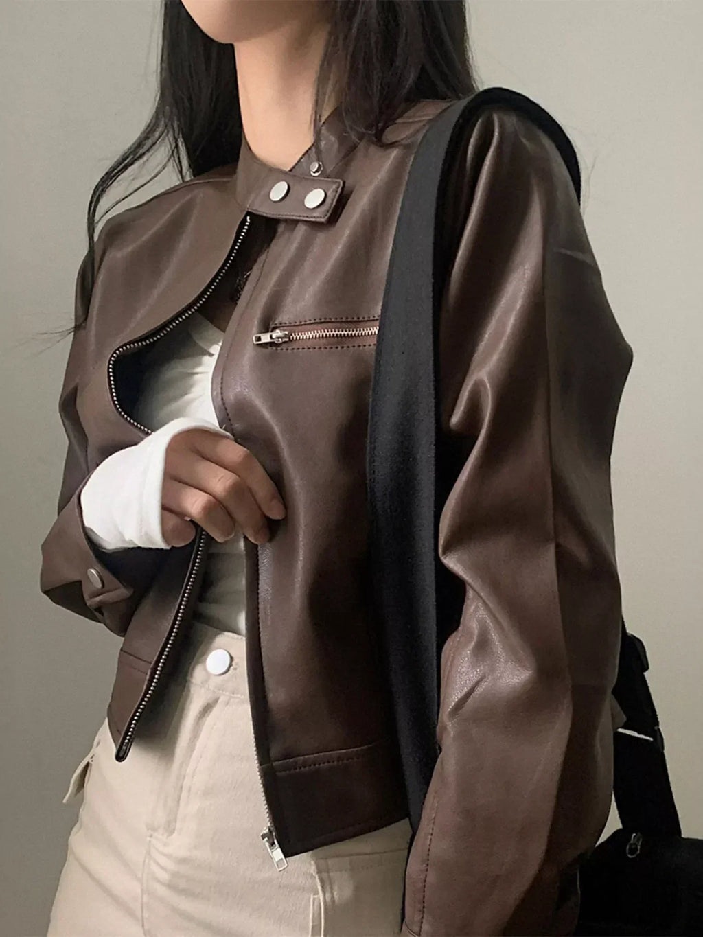 Kurze Damen Lederjacke - Liorane