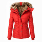 Wintermantel mit Fellfutter warmer stilvoller Damenmantel figurbetonte Passform - Anna