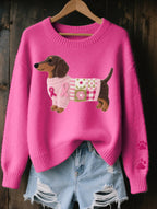 Damenpullover mit Rundhalsausschnitt und grafischem Muster - Halen