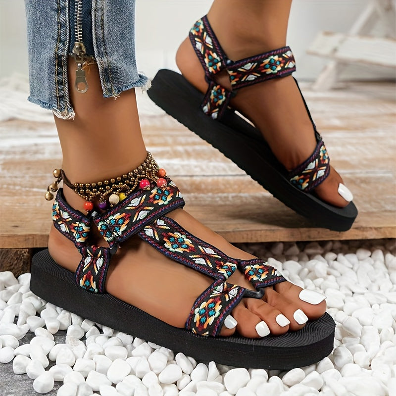 Orthopädische Damensandalen mit bedruckten Riemen - Tanja