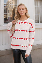Damenpullover mit Herzaufdruck und Rundhalsausschnitt - Rúnael