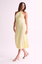 Midikleid aus gewebtem Plissee mit Neckholder - Dalila