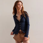 Strickjacke mit Knöpfen in Rippenoptik für Damen - Seliane