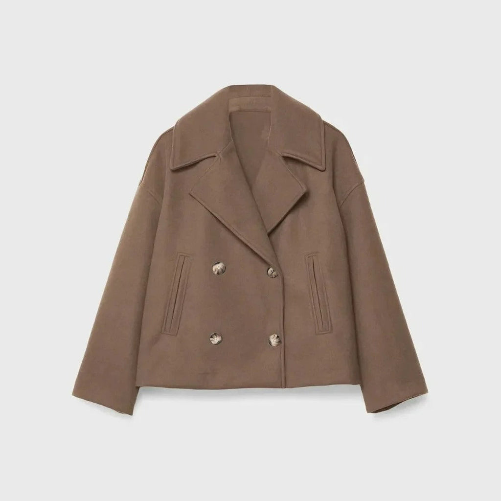 Kurze Damen-Wolljacke mit doppelreihigen Knöpfen - Heidi