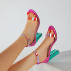 Damen Schuhe mit hohem Absatz, Riemen und runder Spitze - Leyla