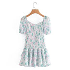 Fioby - Florales Rüschen-Minikleid mit Puffärmeln