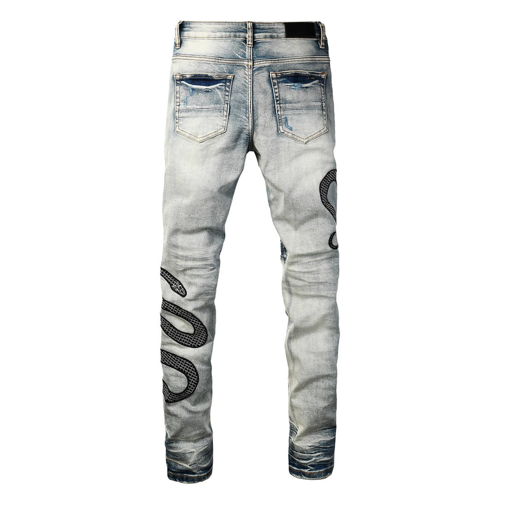 Skinny-Jeans mit Schlangenmuster - Eldric