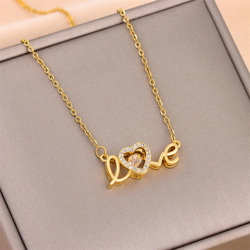 Halskette für Damenschmuck Typografie Liebe