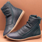 Strukturierte mittelhohe Lederstiefel für Damen - Zena