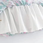 Fioby - Florales Rüschen-Minikleid mit Puffärmeln