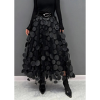 Vintage gepunkteter, hochtaillierter Maxi-Rock für Damen