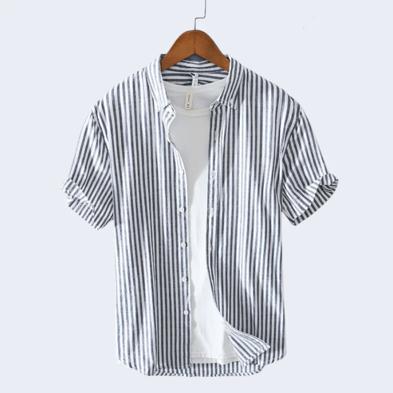 Herren Kurzarm-Button-Down-Hemd – Streifen