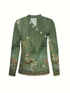 Xenia - T-Shirt mit Blumenmuster und asymmetrischem Ausschnitt