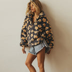 Fleece Pullover Bloom kuschelig warmes Sherpa Innenfutter Boho Stil für kalte Tage - Daisy