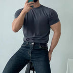 Laeik - Herren-T-Shirt mit enger Passform, schnell trocknend, mit Schlankheitseffekt