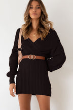 Damen Strickkleid mit überkreuztem Ausschnitt - Ragnheidr