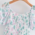 Fioby - Florales Rüschen-Minikleid mit Puffärmeln