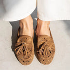 Damen Slipper aus Wildleder mit Quasten - Arlise