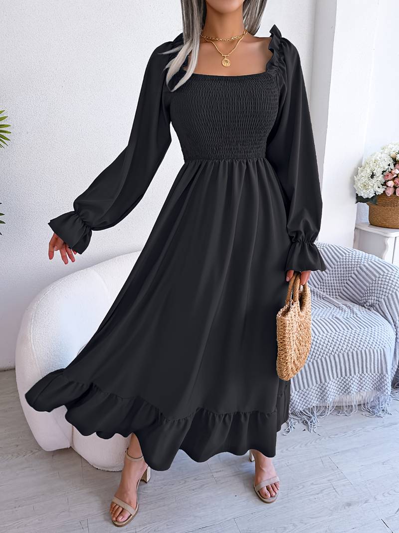 Georgiada - Einfarbiges Kleid mit Rüschen