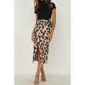 Damen Midi-Sommerrock mit Leopardenprint und Schlitz