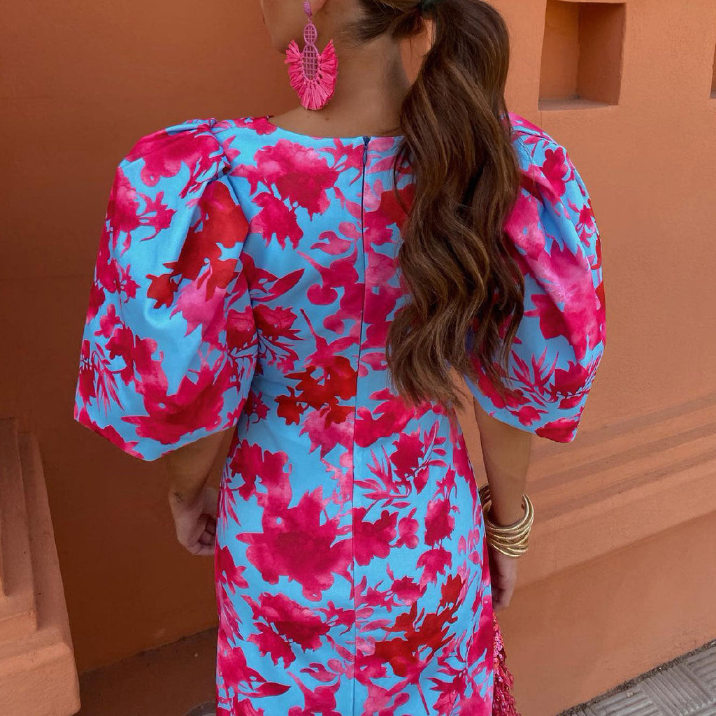Midikleid mit Blumenmuster für Frauen - Amely
