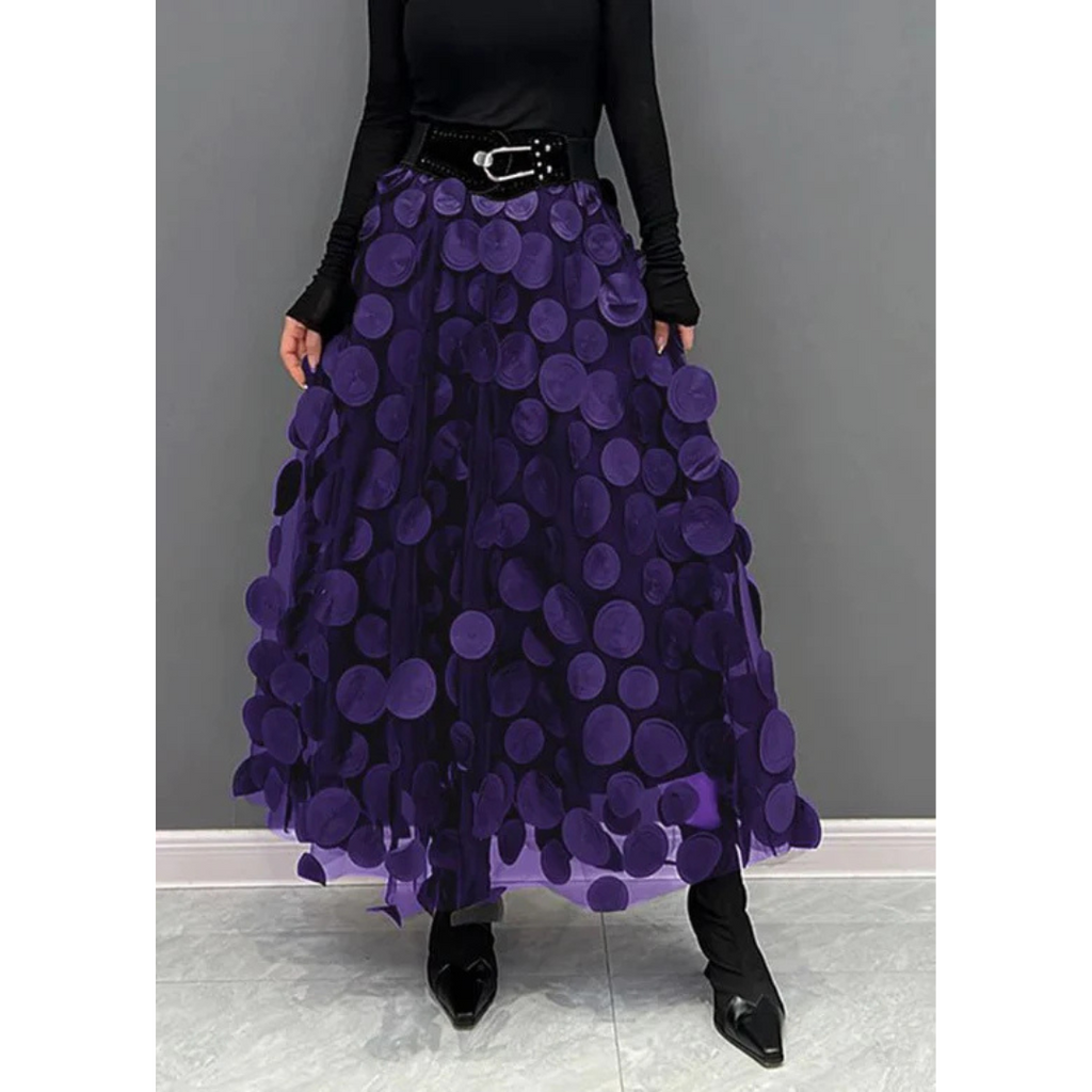 Vintage gepunkteter, hochtaillierter Maxi-Rock für Damen
