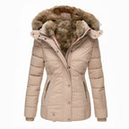 Wintermantel mit Fellfutter warmer stilvoller Damenmantel figurbetonte Passform - Anna