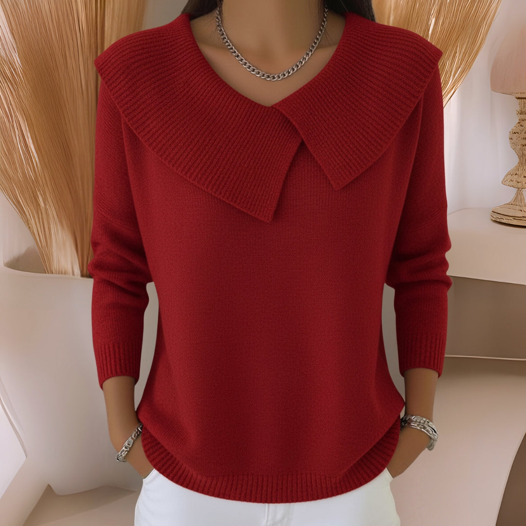 Strickpullover mit weichem Kragen Damen Warm und elegant zeitlose Raffinesse bequemer Tragekomfort - Jennifer