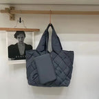 Gesteppte Damen-Shopper-Tasche aus Canvas - Sara