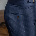 Henry - Neapel hoch taillierte gold-silber gestreifte Hose mit geradem Bein