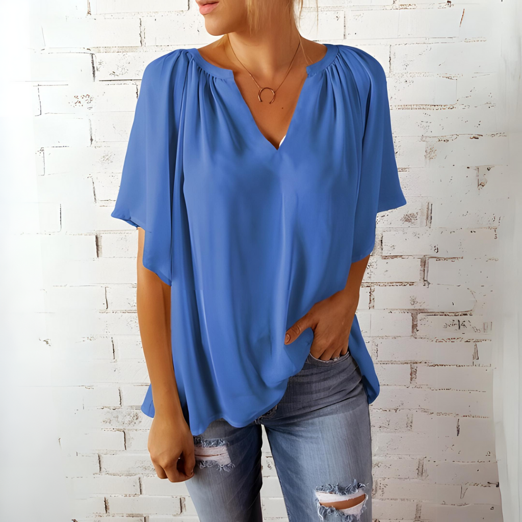 Tineke - Elegante Damenbluse mit V-Ausschnitt
